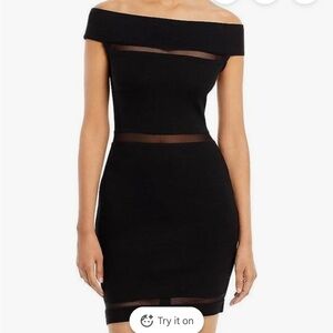 French Connection Black Off-Shoulder Bodycon Dress